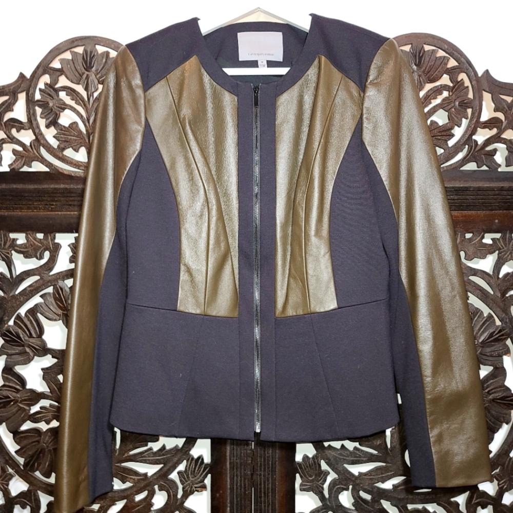 Classiques Entier NWOT Olive Green Leather Black Blazer